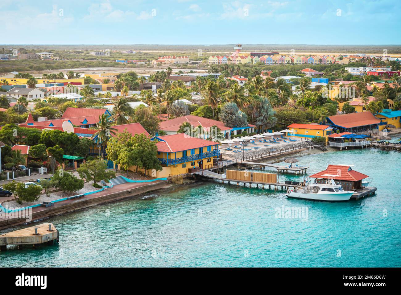 Kralendijk, Kreuzfahrthafen von Bonaire Island. Stockfoto