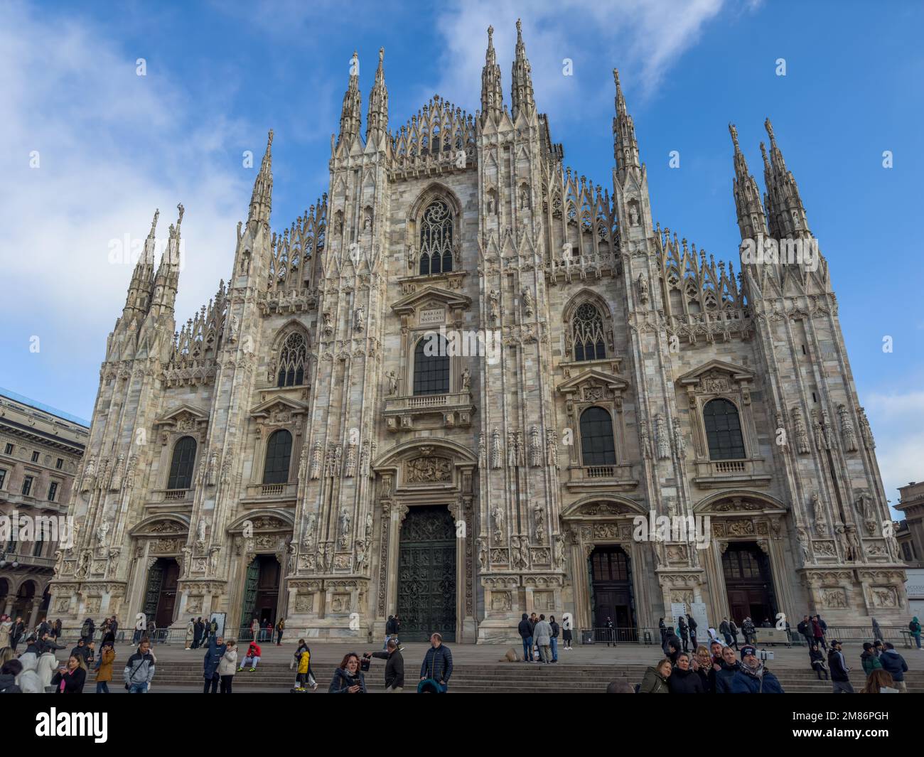 Ein wunderschöner Blick auf den Mailänder Dom, die Fassade, Italien Stockfoto