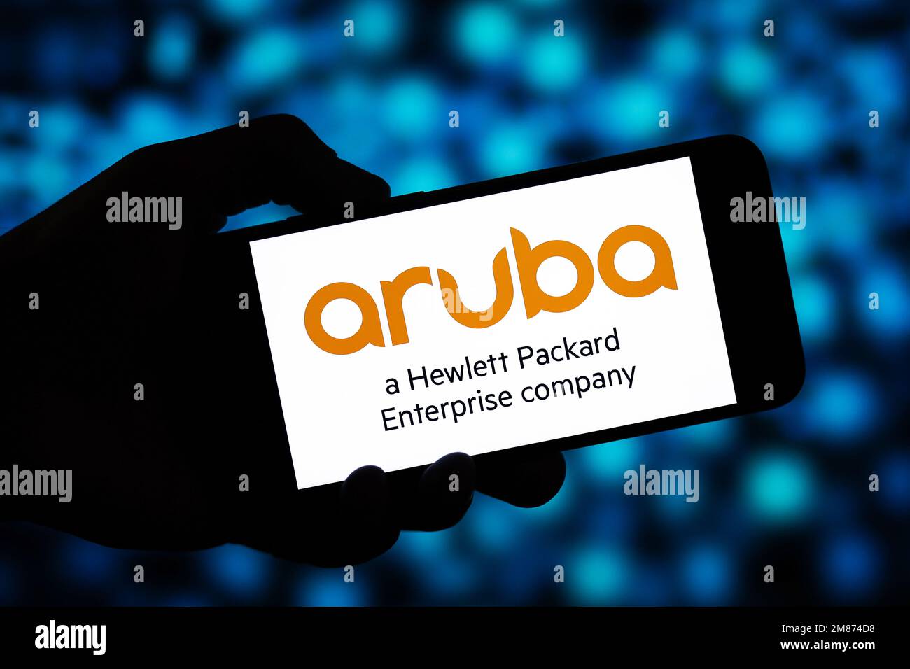 Aruba Networks Editorial. Aruba Networks ist eine Tochtergesellschaft von Hewlett Packard Enterprise für drahtlose Netzwerke Stockfoto