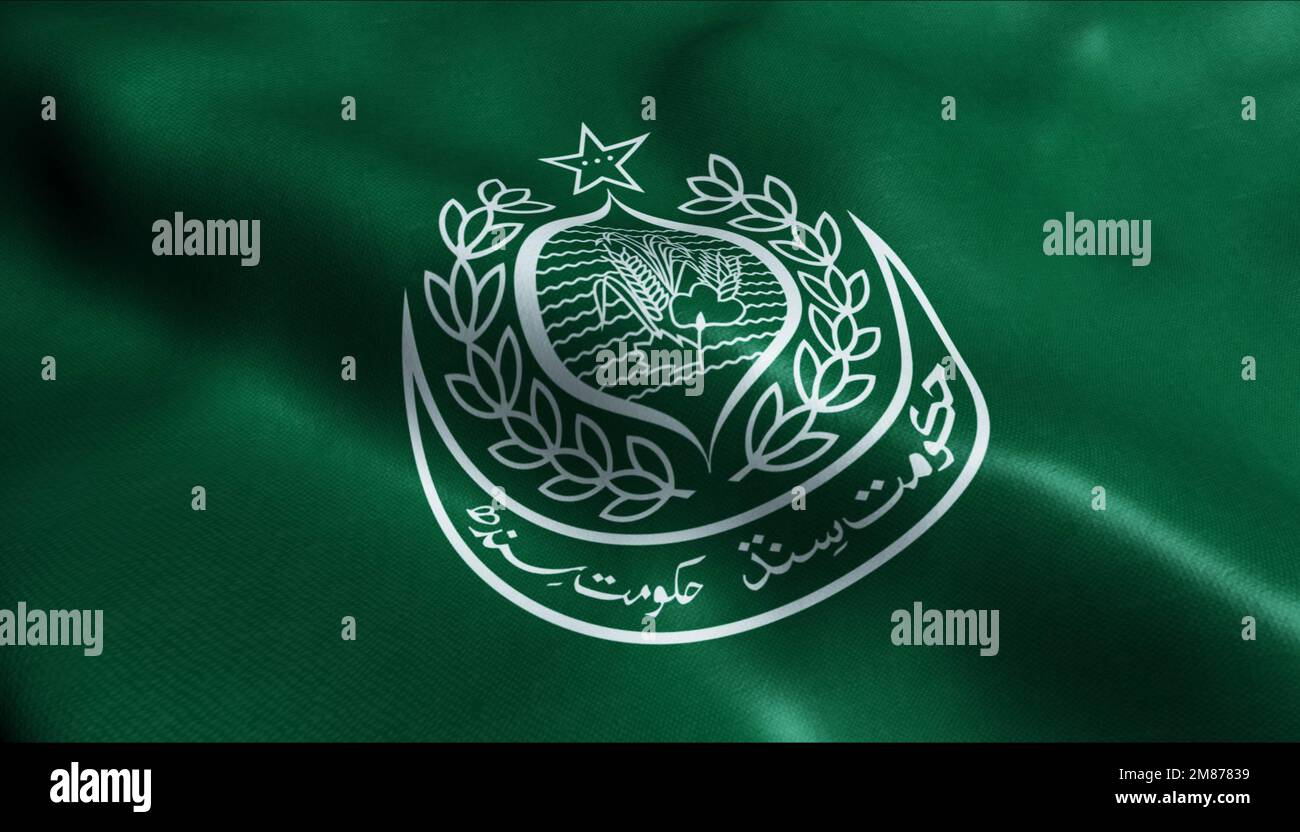 3D Illustration einer pakistanischen Stadtflagge von Shahdadkot Stockfoto