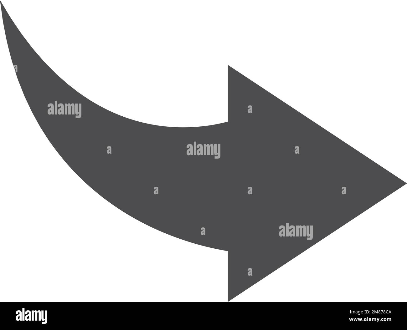 Symbol "Weiter". Schwarzer gebogener Pfeil. Schnittstellenelement Stock Vektor