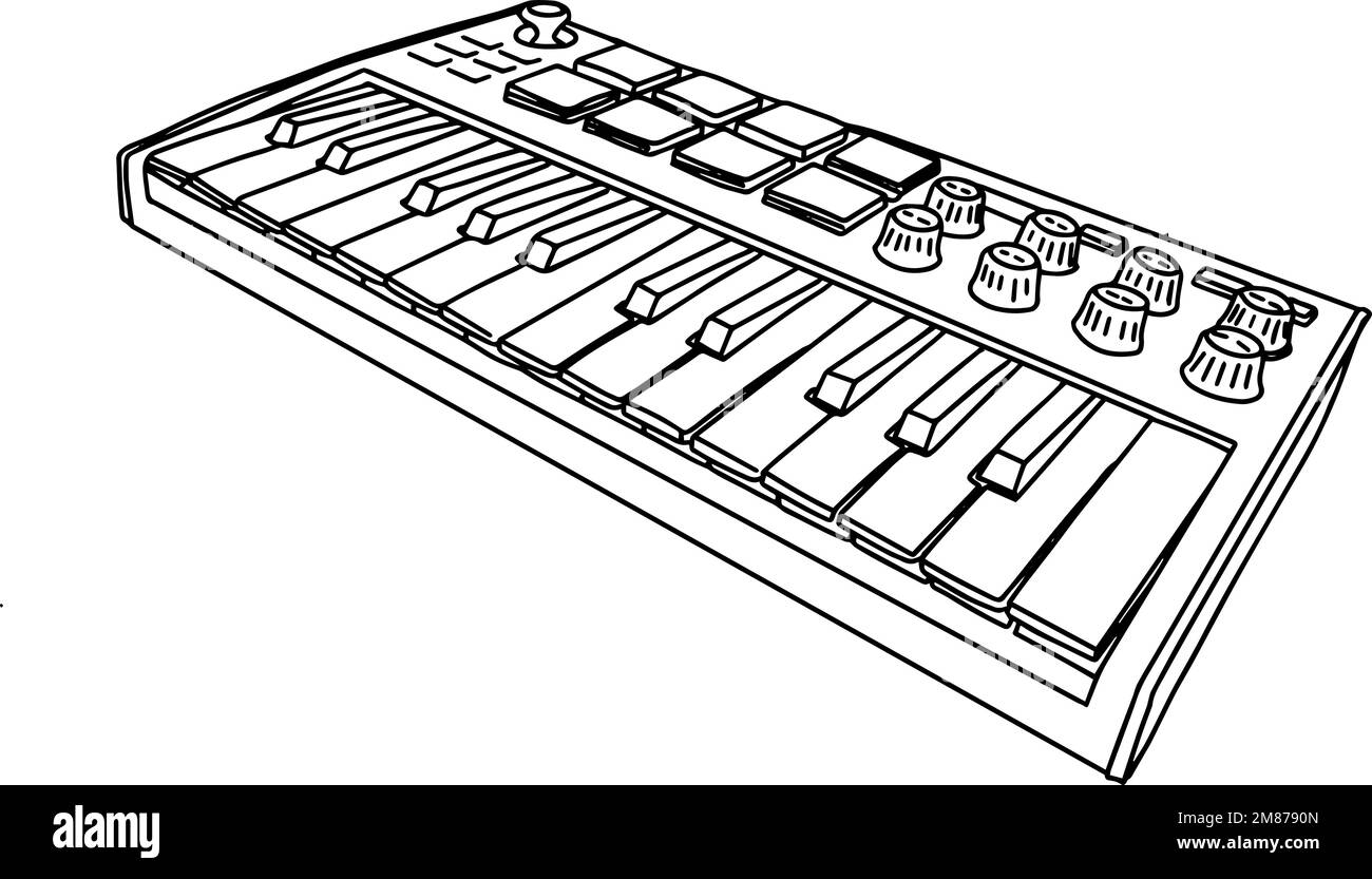 Minimale Skizze der MIDI-Tastatur Stock Vektor