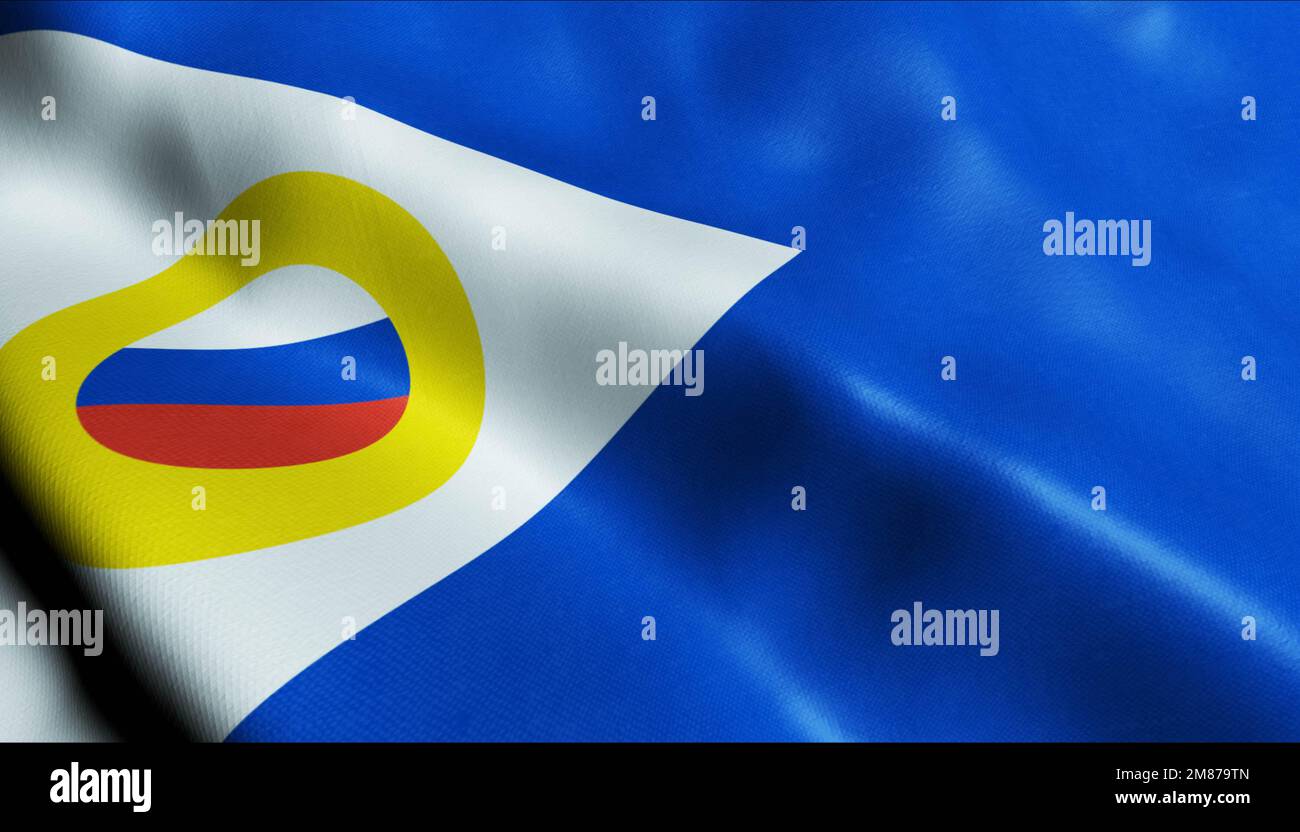 Bundessubjekte der russischen Flagge des Autonomen Okrug Tschukotka Stockfoto