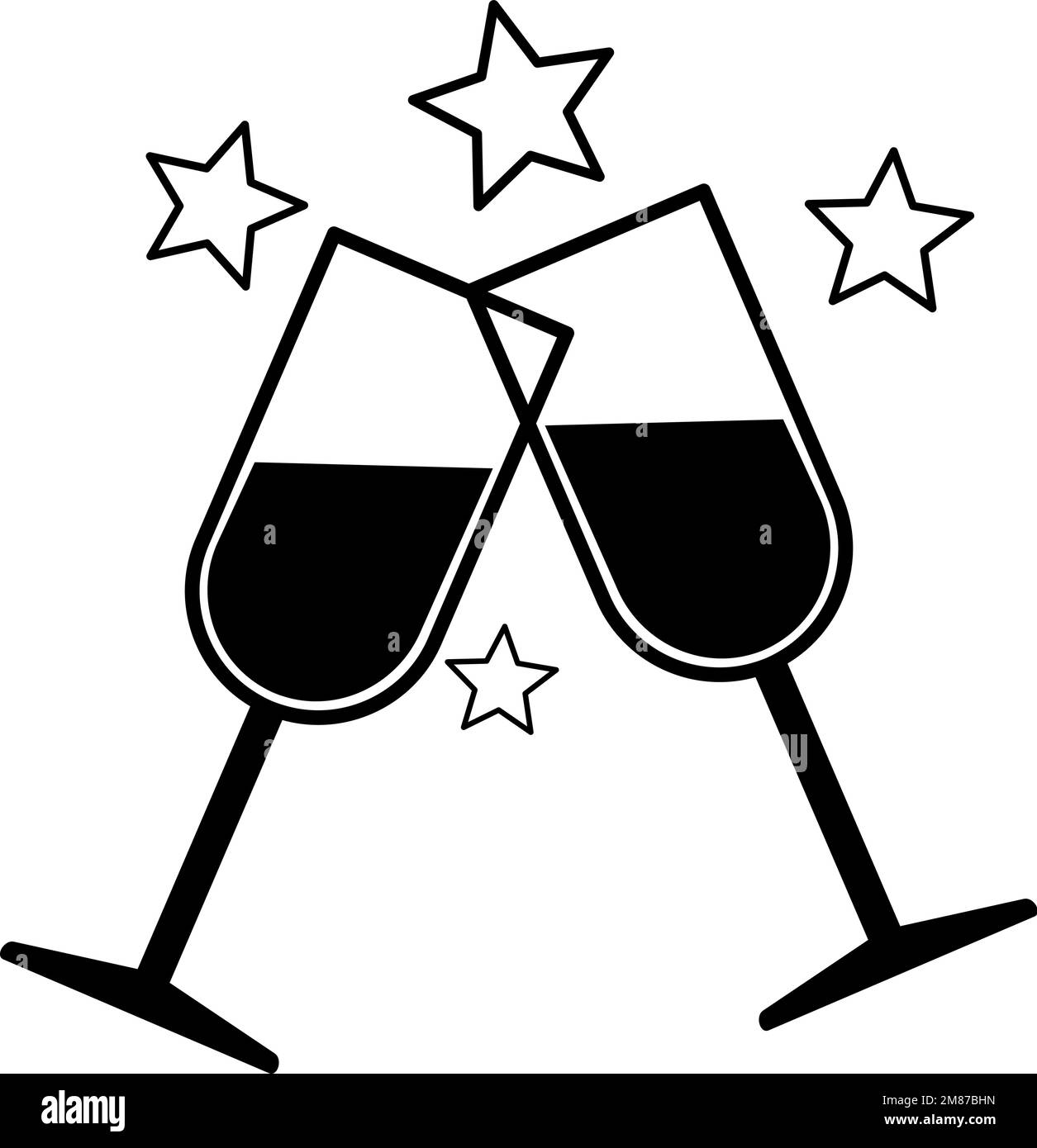 Prost-Symbol. Trinkt zusammen ein Glas. Ein Toast-Symbol Stock Vektor