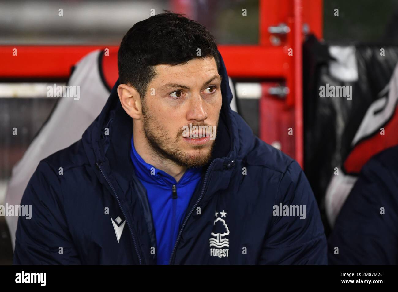 Scott McKenna, während des Carabao Cup Quarter Final zwischen Nottingham Forest und Wolverhampton Wanderers am City Ground, Nottingham, am Mittwoch, den 11. Januar 2023. (Kredit: Jon Hobley | MI News) Kredit: MI News & Sport /Alamy Live News Stockfoto