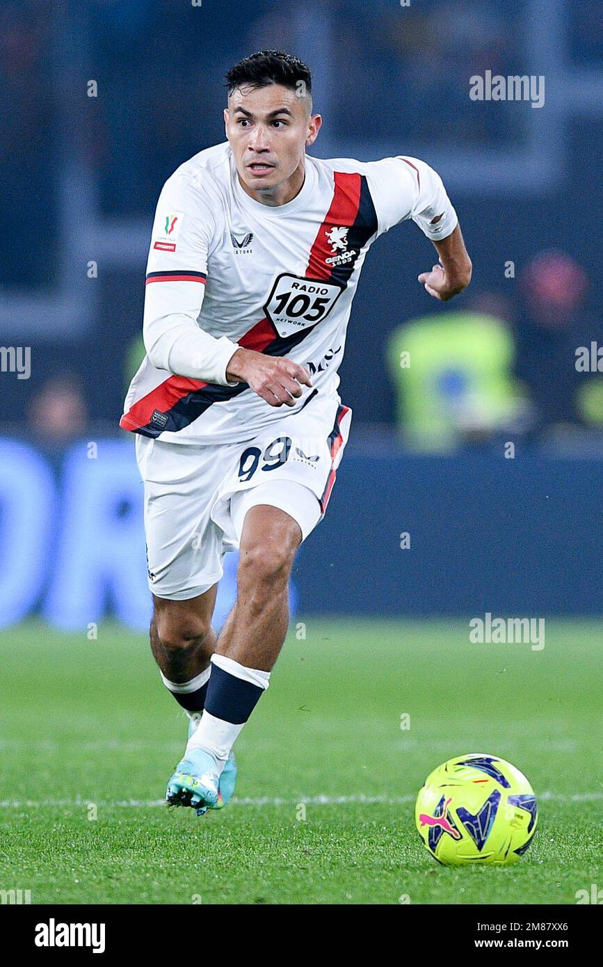 Rom, Italien. 12. Januar 2023. Pablo Galdames von CFC Genua während des Spiels Coppa Italia zwischen Roma und Genua am 12. Januar 2023 im Stadio Olimpico, Rom, Italien. Kredit: Giuseppe Maffia/Alamy Live News Stockfoto