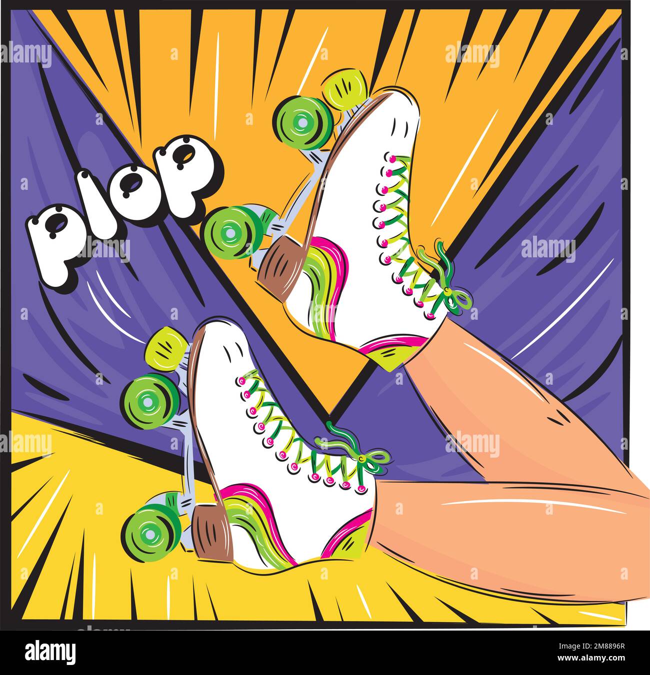 Zwei Beine mit Skate Retro Comic Page Vector Stock Vektor