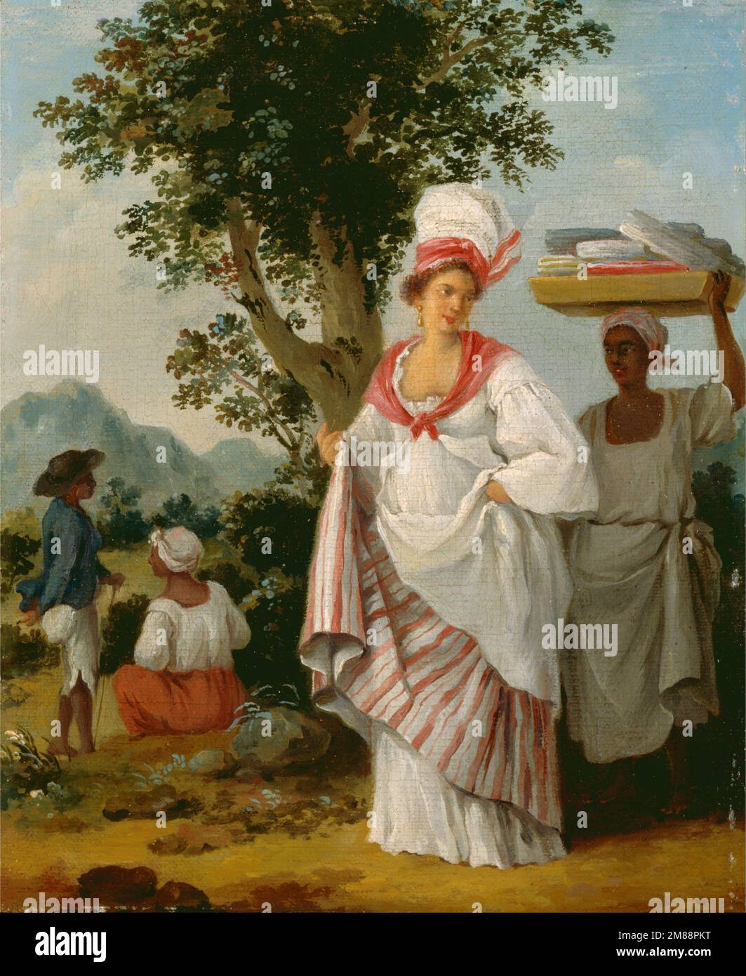 Eine westindische kreolische Frau, mit ihrem schwarzen Diener, etwa 1780 Stockfoto