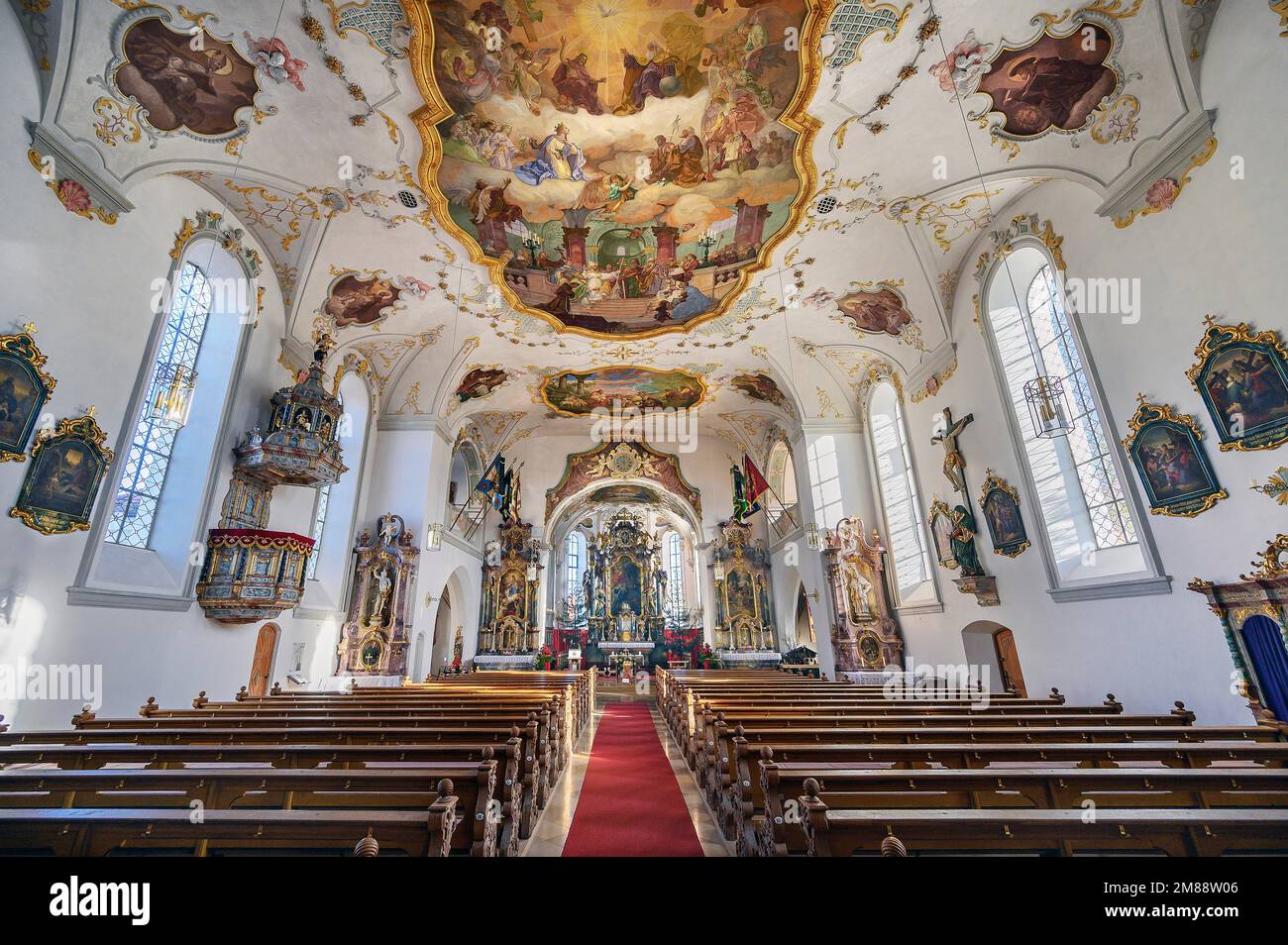 Heilige Dreifaltigkeitskirche in Sulzberg, Allgäu, Bayern, Deutschland, Europa Stockfoto