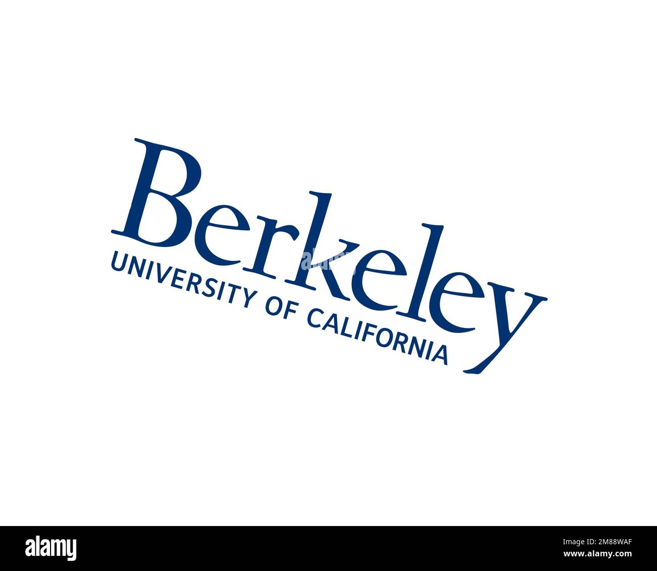 University of California Berkeley, gedrehtes Logo, weißer Hintergrund B Stockfoto