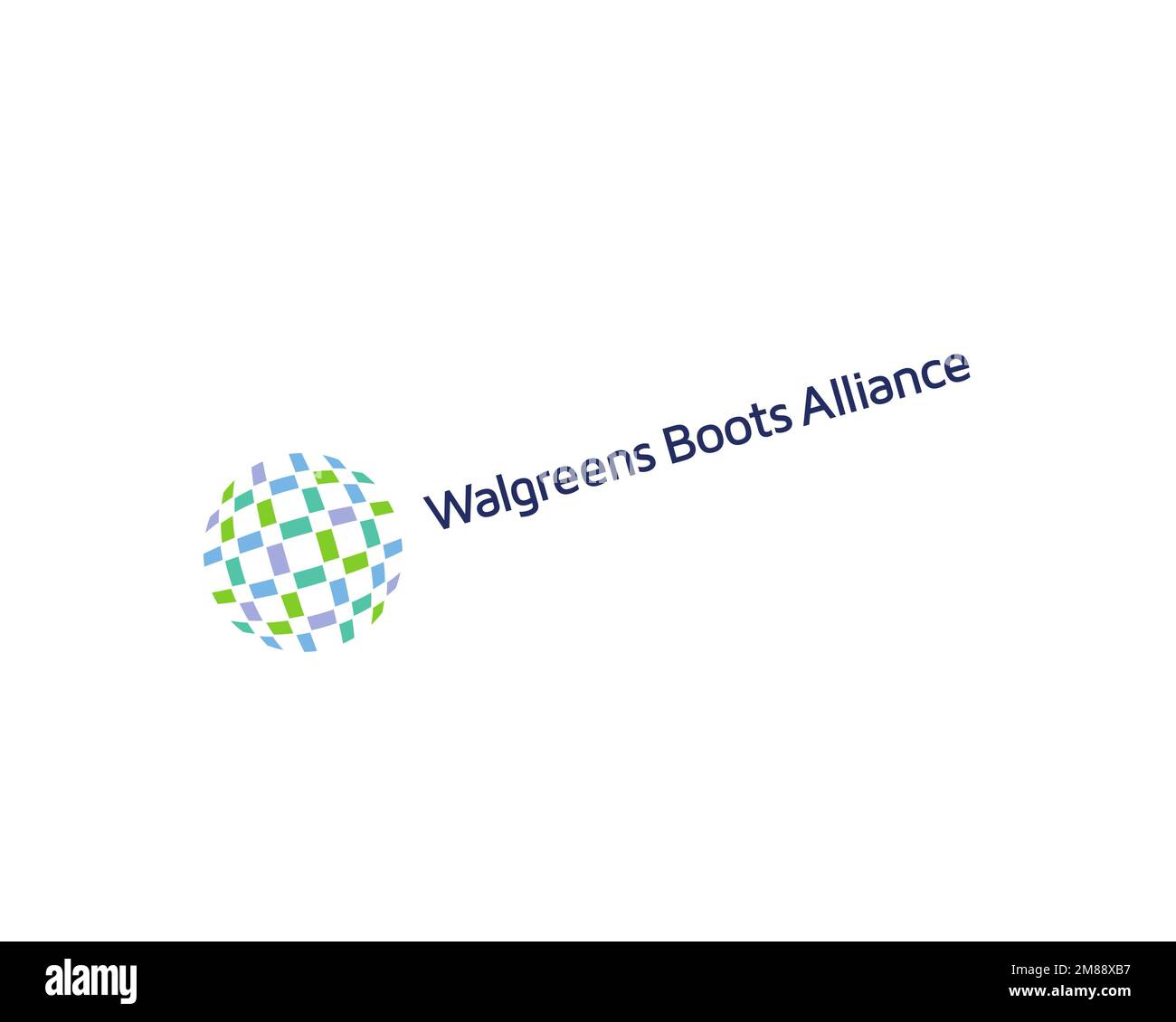 Walgreens Boots Alliance, Gedrehtes Logo, Weißer Hintergrund Stockfoto