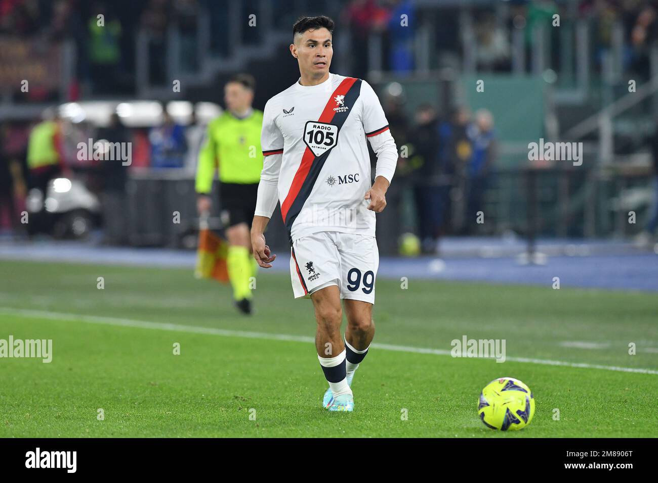 Rom, Italien. 12. Januar 2023. Pablo Galdames of Genoa während des Fußballspiels Italien, Stadio Olimpico, AS Roma V Genoa, 12. Januar 2022 Fotografo01 Kredit: Independent Photo Agency/Alamy Live News Stockfoto