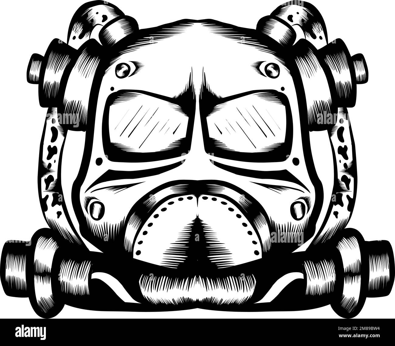 Gasmaske und tiefer Taucherhelm. Dieses Design ist perfekt für Logo, Aufkleber und andere Stock Vektor