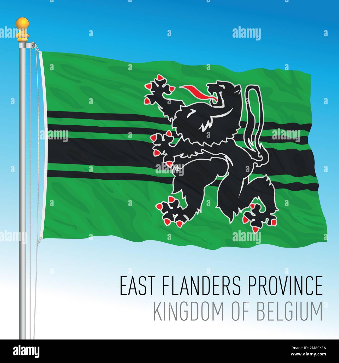 Flagge der Provinz Ostflandern, Königreich Belgien, Vektordarstellung Stock Vektor