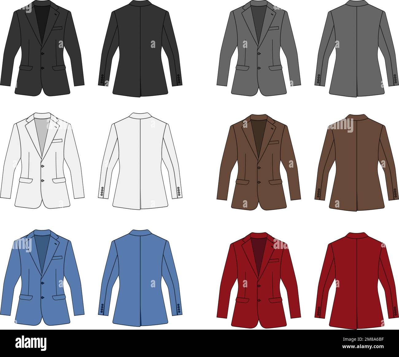 Anzug Jacke Vektorschablone Zeichnungsset Stock Vektor