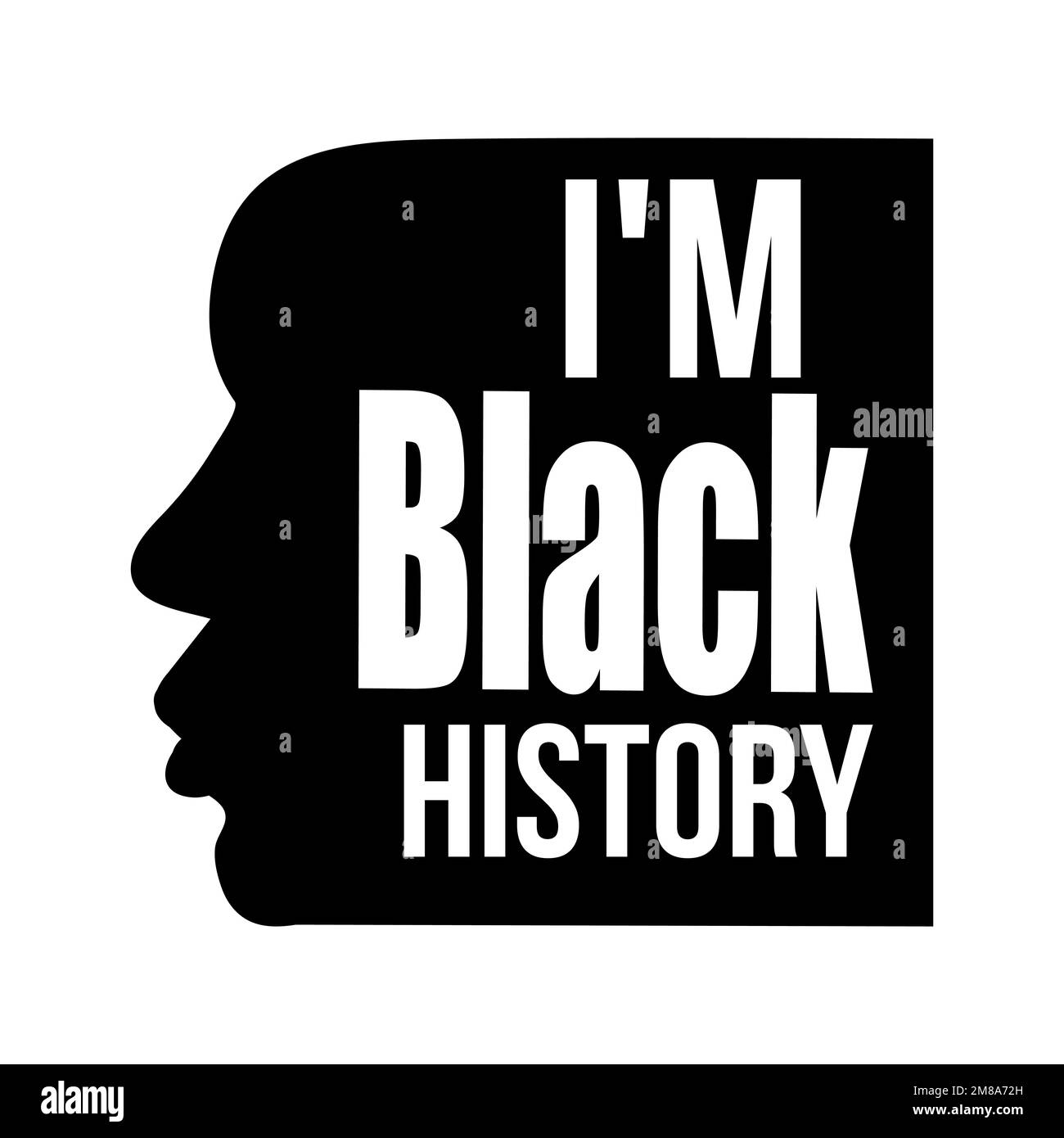 Konzept menschliche Illustration von Gesicht mit Text Ich bin Black History für Black History Month Stock Vektor