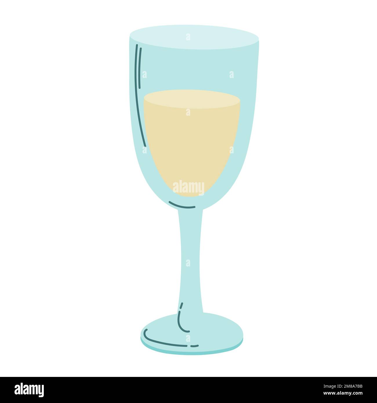 Champagner mit einem Weinglas. Festliche Ikonen für Feier und Karneval. Stock Vektor