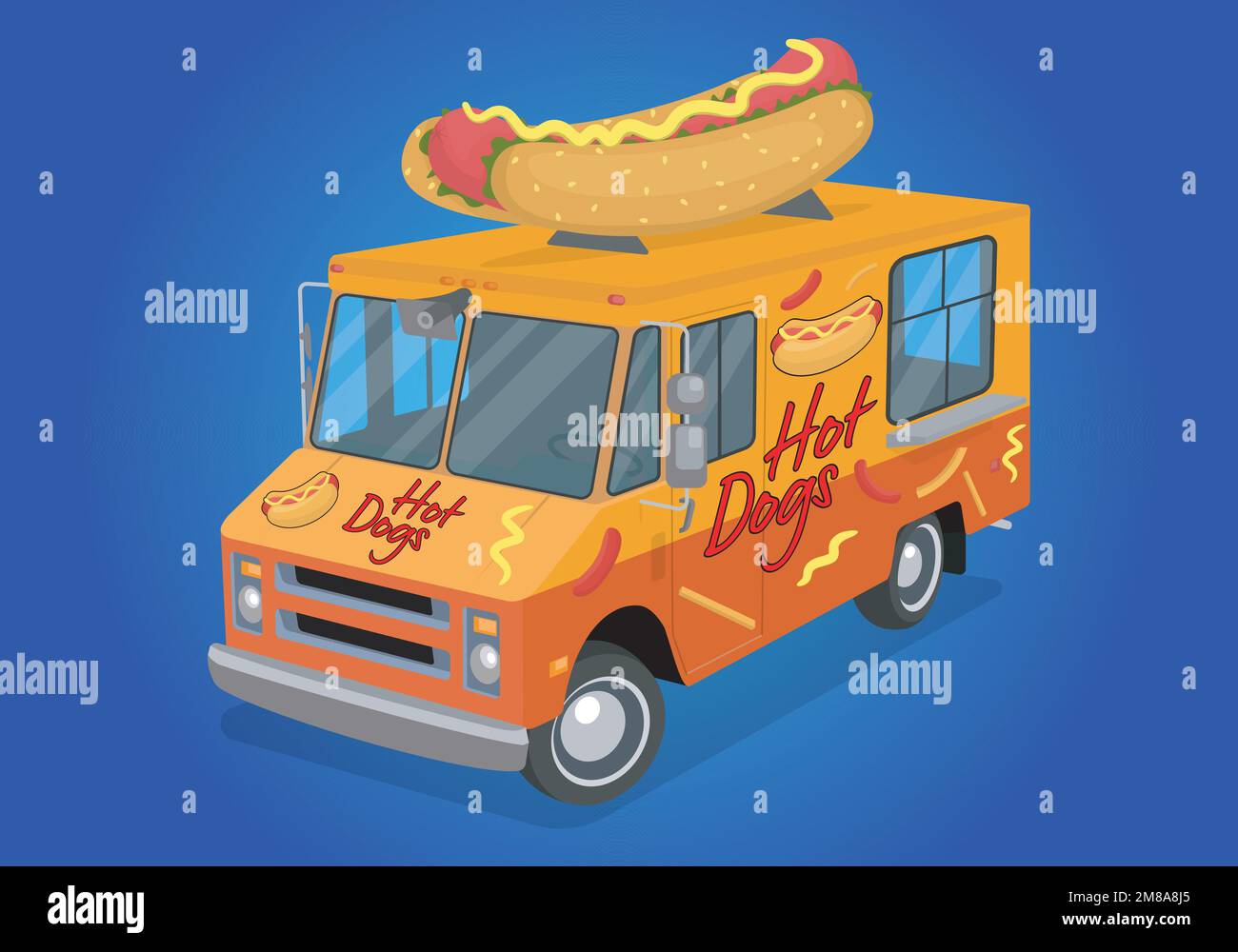 Food Truck mit Hotdogs-Branding in Abbildung Stock Vektor