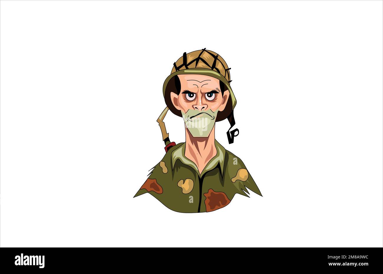 Armeesoldaten-Cartoon-Vektordarstellung auf weißem Hintergrund Stock Vektor