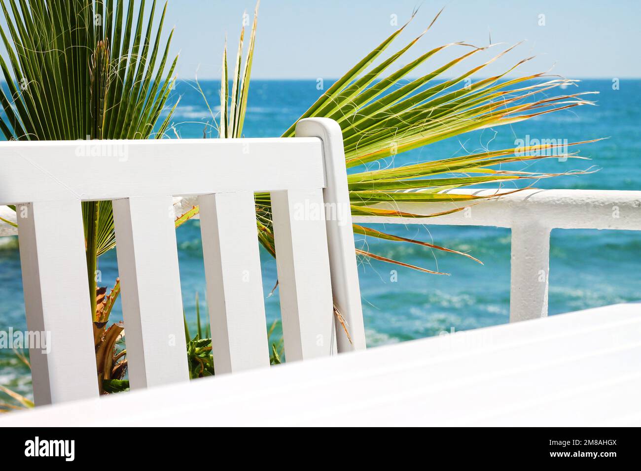 Tropischer abstrakter Urlaubshintergrund. Sommerurlaub und Reisekonzept. Kopierbereich. Stockfoto