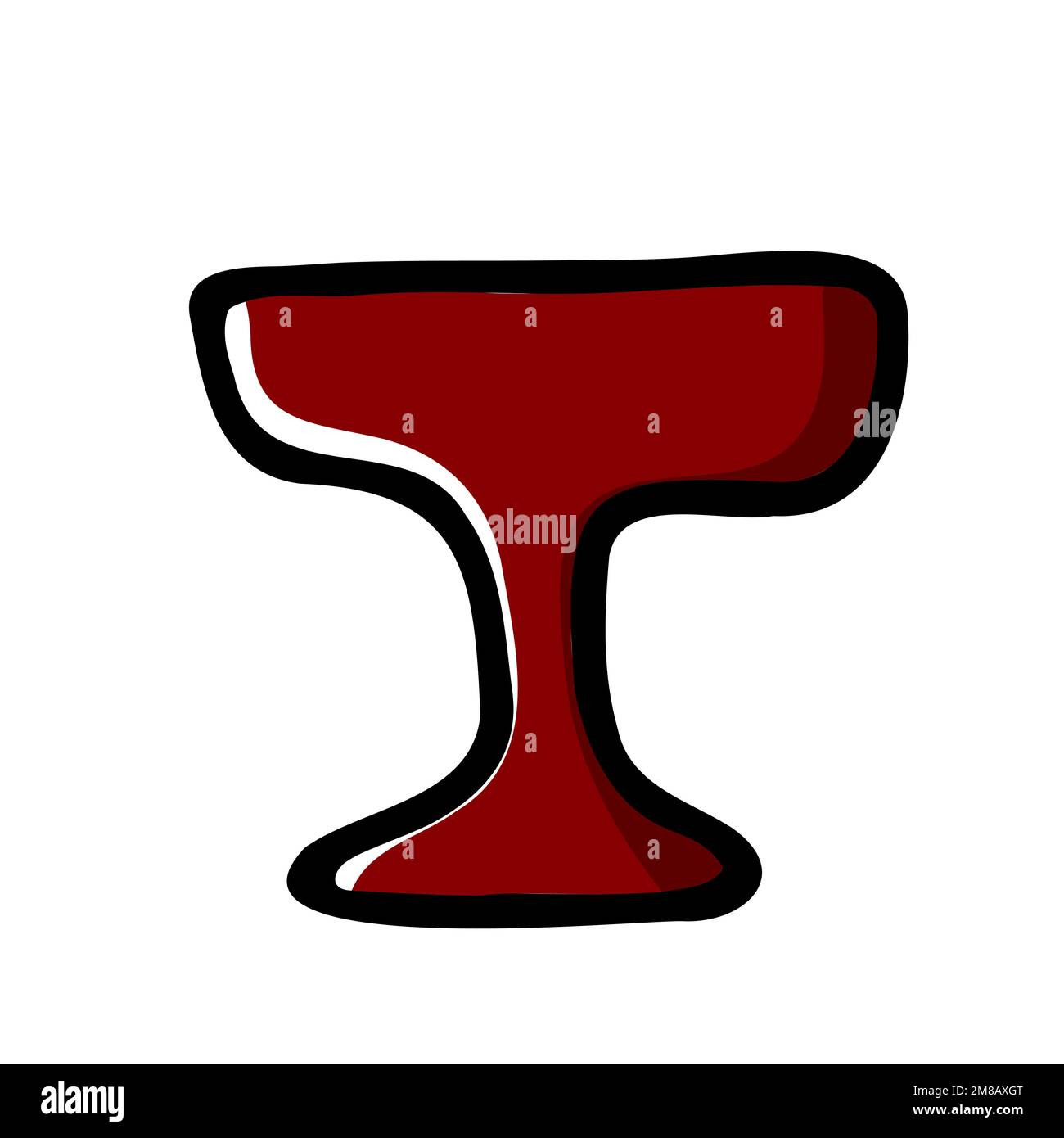 Doodle Handgezeichnete Vase Illustration. Rote Farbplatte isoliert auf weißem Hintergrund. Gemütliche Küchenutensilien, Küchengeschirr, Geschirr, Obstschale, Se Stock Vektor