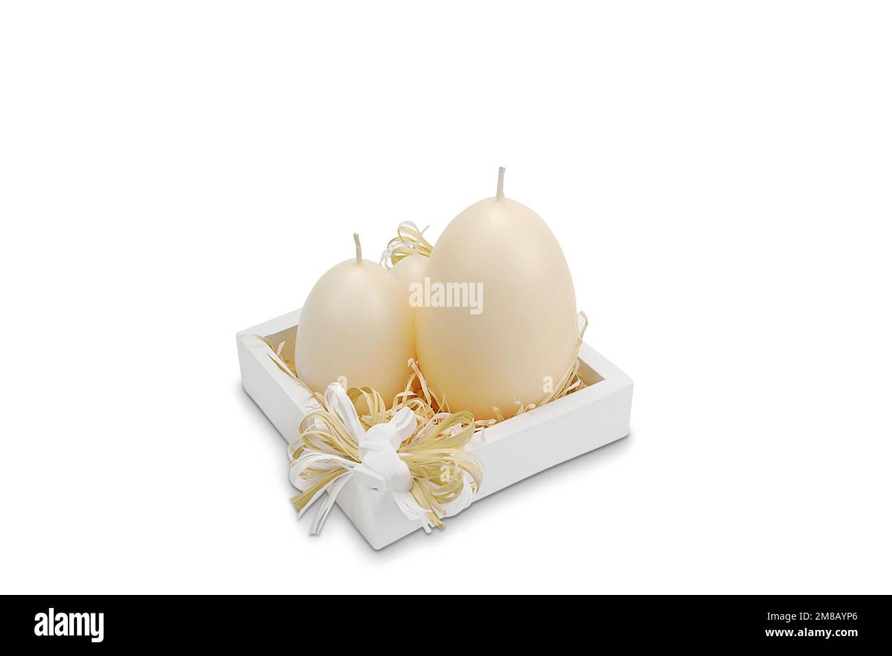 Farbige und duftende Kerze in Form von Eiern. Geschenk für Ostern, Weihnachten, Valentinstag. Ostereier. Stockfoto