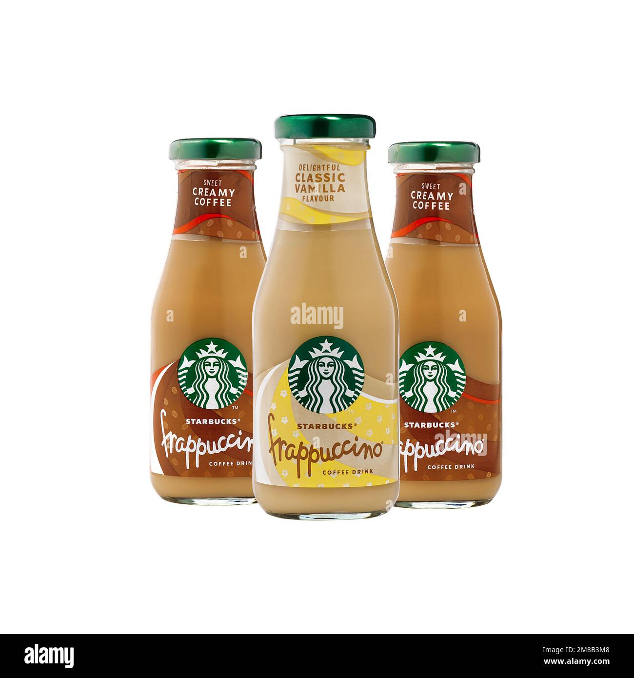 Tallinn, Estland - Januar 2023: Flasche Starbucks Frappuccino Kaffeegetränk. Stockfoto