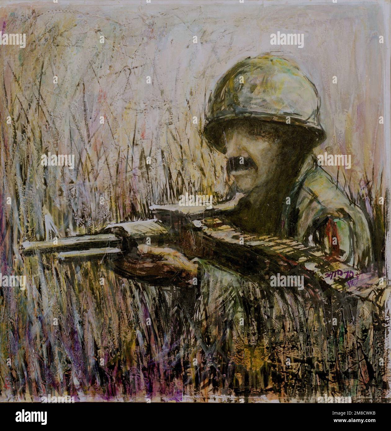 Grafik: MASCHINENSCHÜTZE Vietnam, 1970. Künstler: George W. Palms. Katalognummer: 1.133.87. Land: Unbekannt Stockfoto