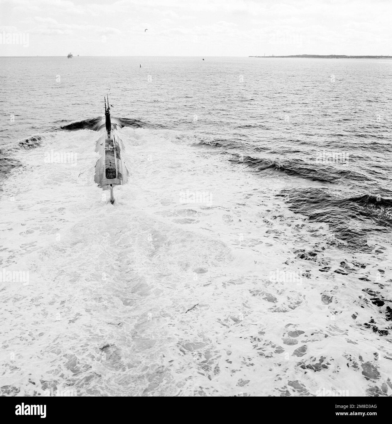 Ein strenger Blick auf das nuklearbetriebene Angriffs-U-Boot ALBANY (SSN 753), das vor seiner Inbetriebnahme im Gange war. Land: Chesapeake Bay Stockfoto