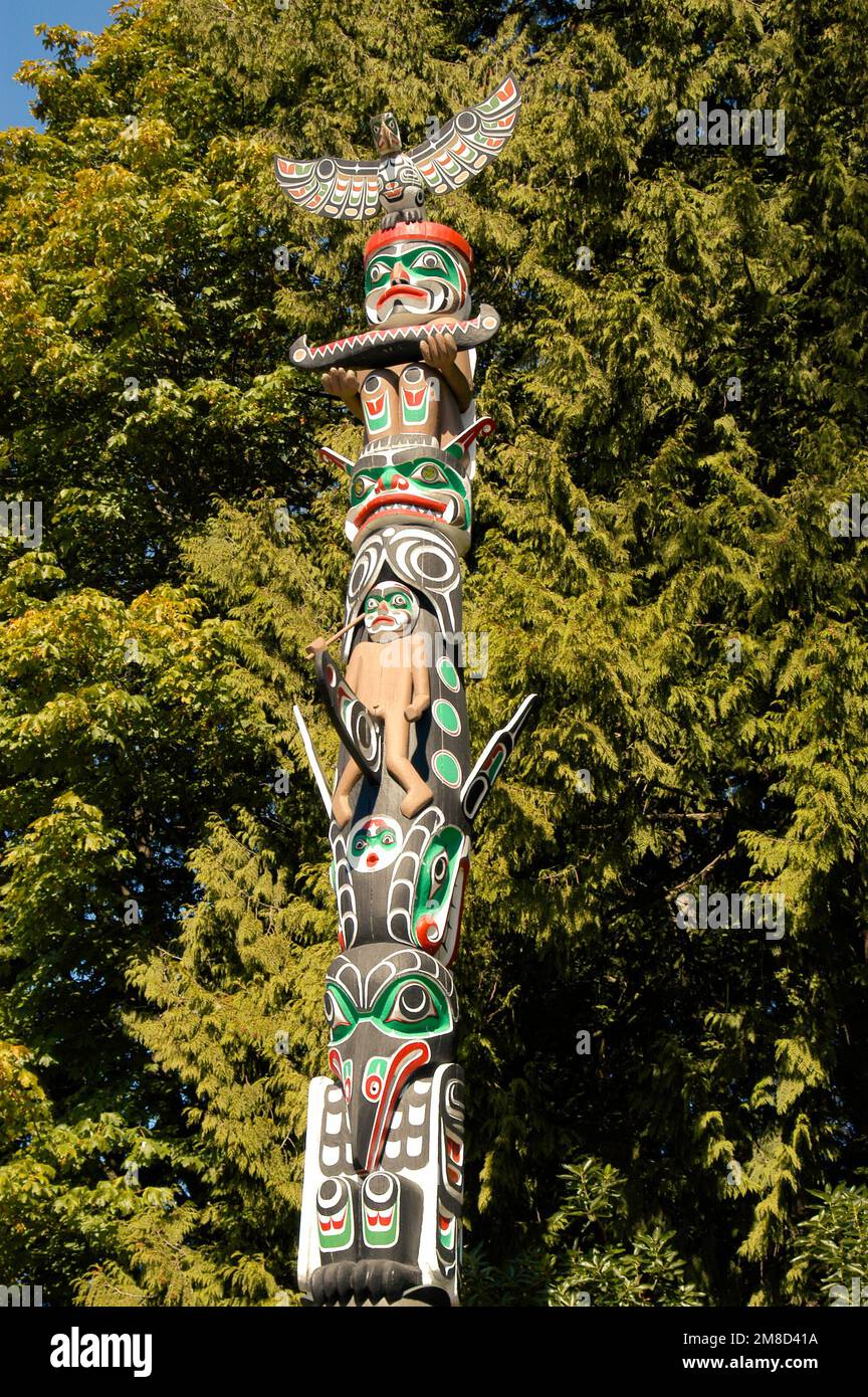 Totempfahl in Vancouver, Kanada Stockfoto