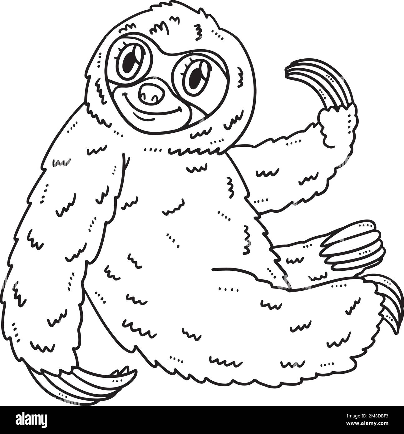 Mutter Faultier isolierte Malseite für Kinder Stock Vektor