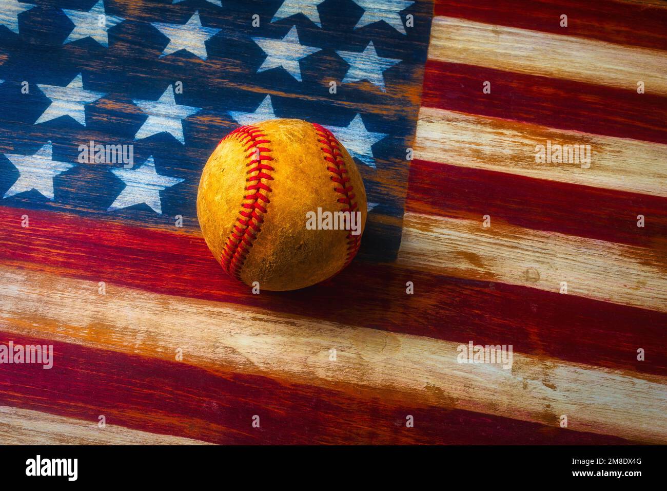 Baseball Und Folk Art Flag Stockfoto