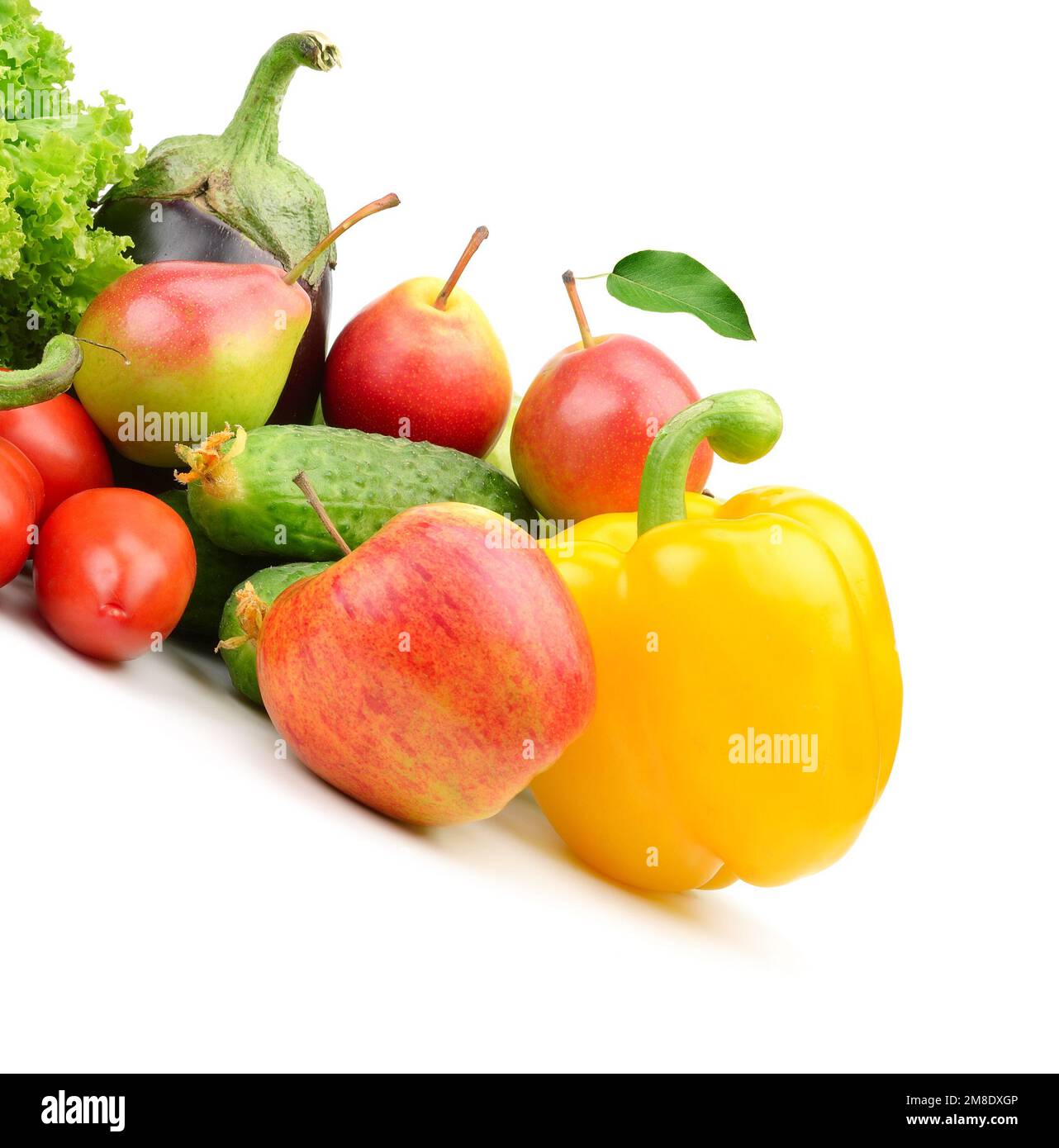 Sammlung-Obst und Gemüse auf einem weißen Hintergrund isoliert Stockfoto