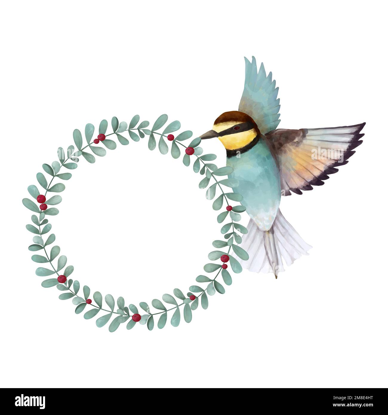 Aquarell botanischen Kranz Vektor Zeichnung Clipart Stock Vektor