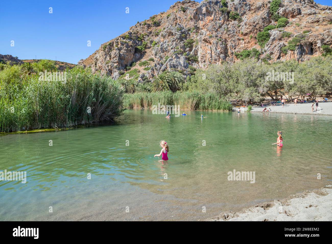 Blick auf den Fluss Megalopotamos, Rethymno, Kreta, griechische Inseln, Griechenland Stockfoto