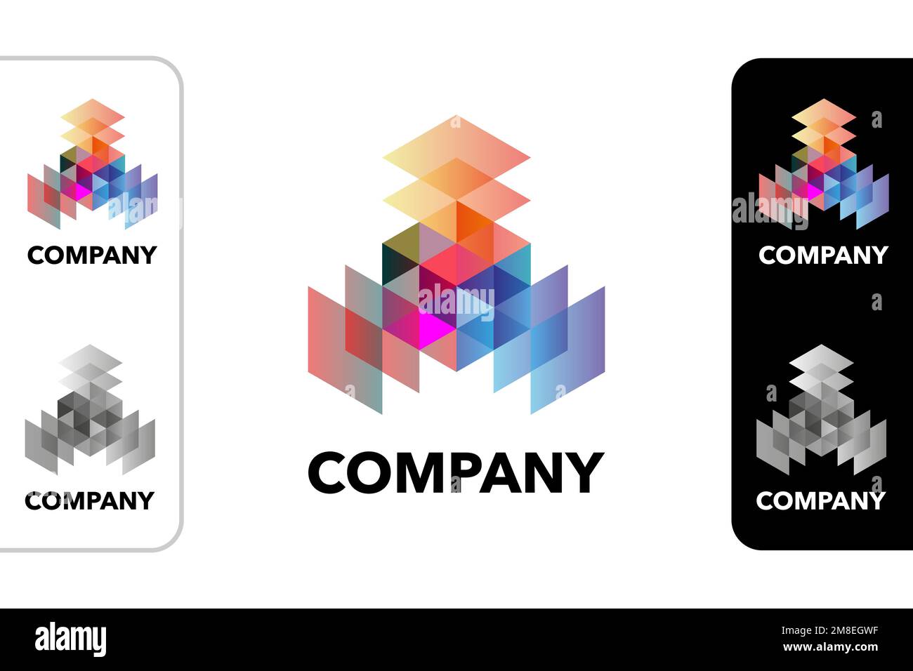 3D Vektorlogo für kubische farbige Brille. Kreatives, modernes, digitales, kubisches Logo. Stock Vektor
