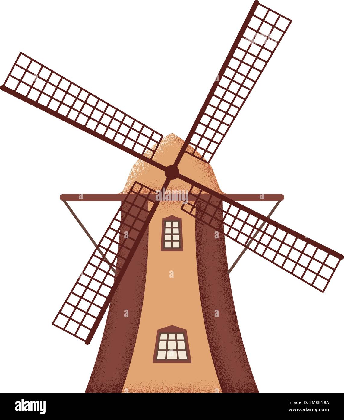 Symbol für eine ländliche Windmühle. Bauernhof in ländlicher Umgebung Stock Vektor