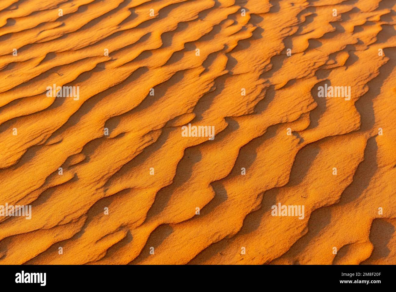 Natürliche Muster und Wellen im Sand, Wahiba Sands Desert, Bidiyah, Oman Stockfoto