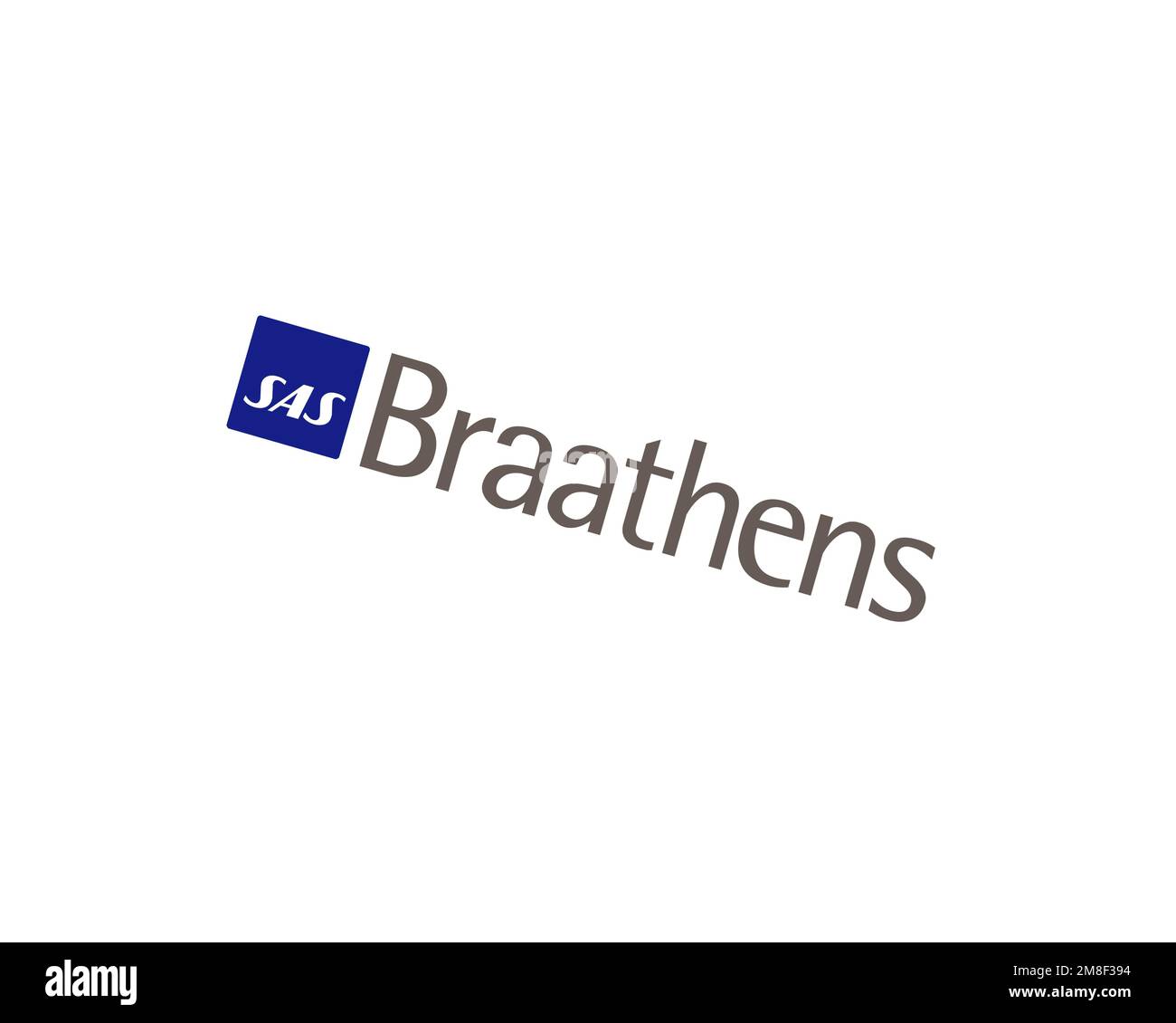 SAS Braathens, gedrehtes Logo, weißer Hintergrund B Stockfoto