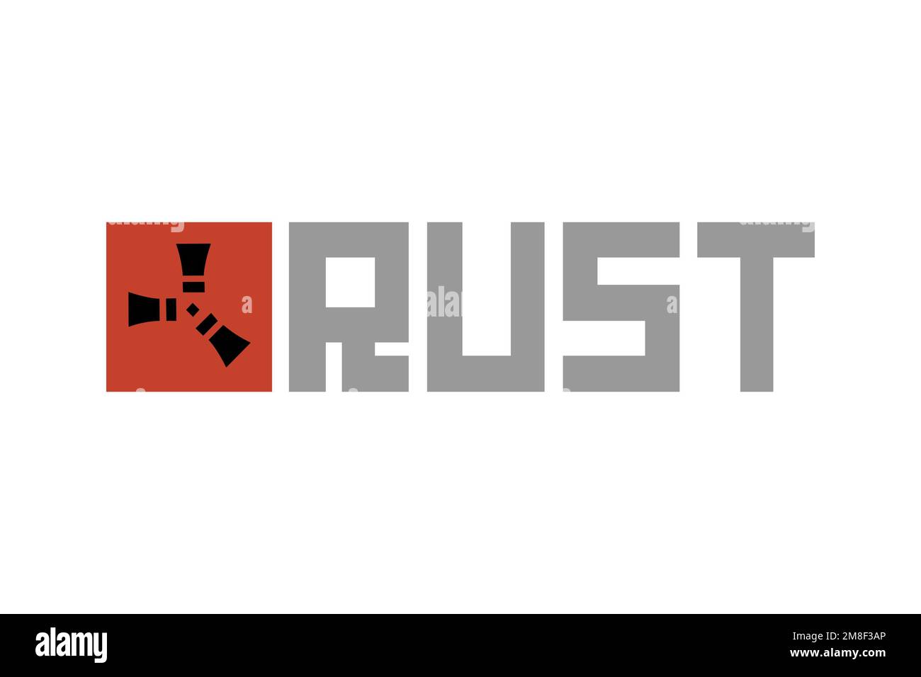 Rost-Videospiel, Logo, weißer Hintergrund Stockfoto