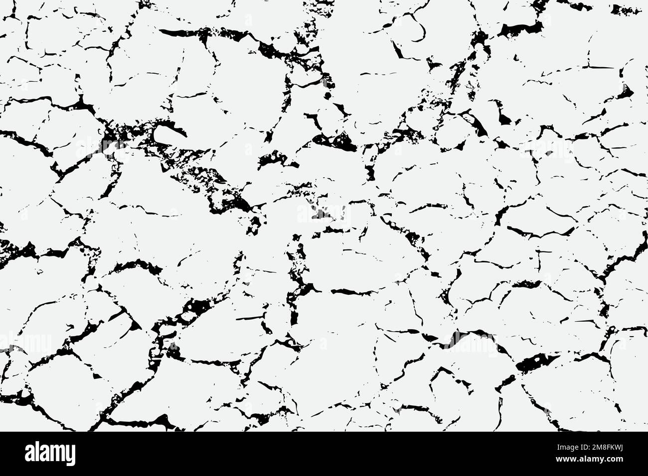Textur von trockenen Rissen und Fleckenspritzern, schwarzer und weißer Texturhintergrund EPS-Vektor Stock Vektor