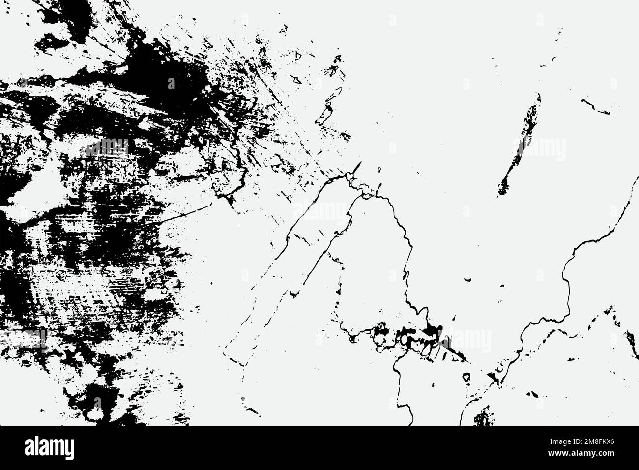 Textur von trockenen Rissen und Fleckenspritzern, schwarzer und weißer Texturhintergrund EPS-Vektor Stock Vektor