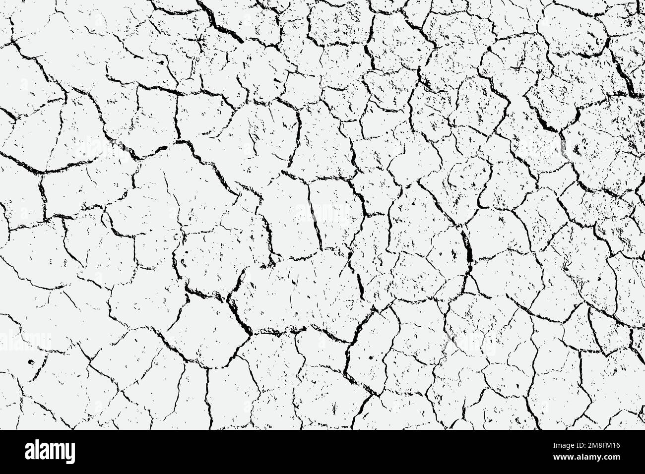 Textur von trockenen Rissen und Fleckenspritzern, schwarzer und weißer Texturhintergrund EPS-Vektor Stock Vektor