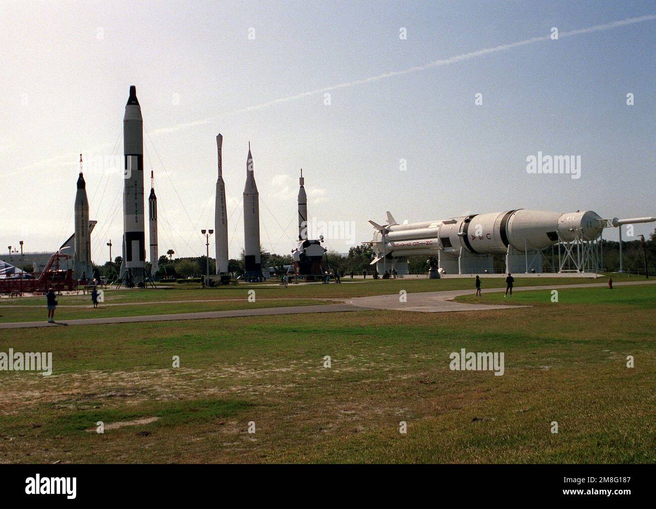 Eine Übersicht über verschiedene Raketen. Basis: Kennedy Space Center Bundesstaat: Florida(FL) Land: Vereinigte Staaten von Amerika(USA) Stockfoto