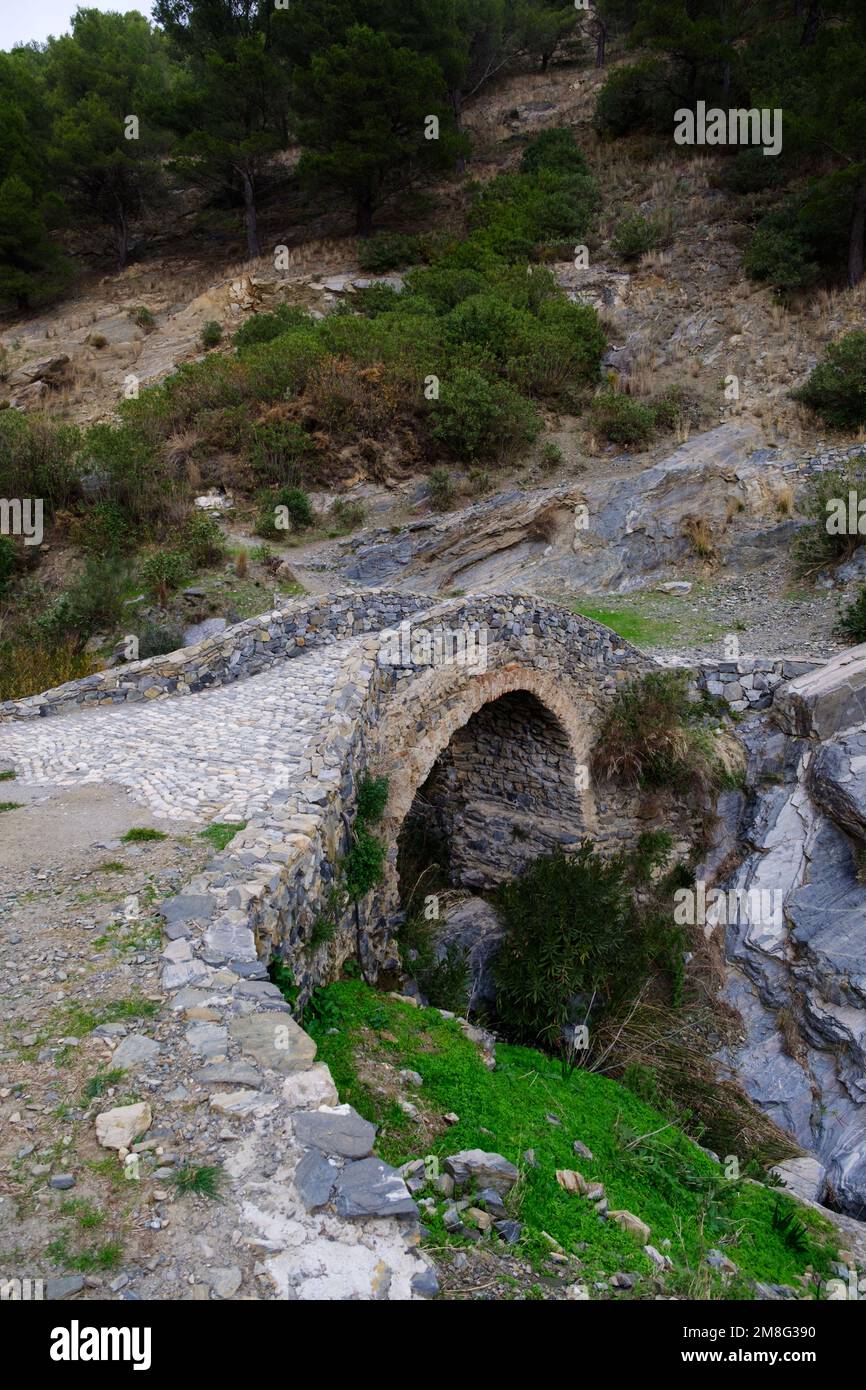 Das weiße Dorf Sedella in der Region Axarquia in Malaga, Andalusien, Costa del Sol, Spanien Stockfoto