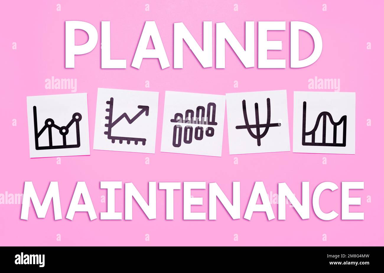 Handschrift Text Planned Maintenance (geplante Wartung). Regelmäßige Überprüfung des Geschäftsansatzes Stockfoto