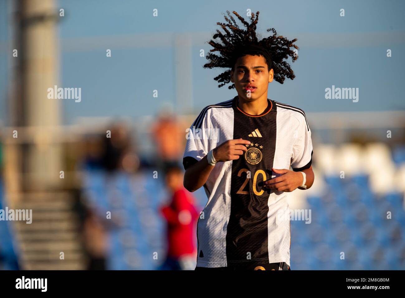 KILIAN SAUCK aus Deutschland Look während des Spiels, DEUTSCHLAND U16 gegen COSTA RICA U17, Männer, Freundschaftsspiel, Fußball-WEK, Pinatar Arena Football Center. Spanien Stockfoto