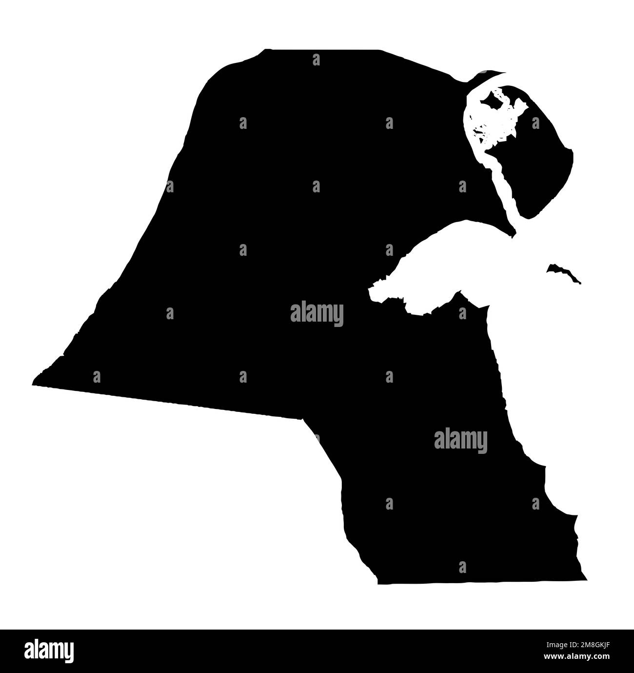 Umreißen Sie die Silhouettenkarte des Landes der Arabischen Liga Kuwait Stockfoto