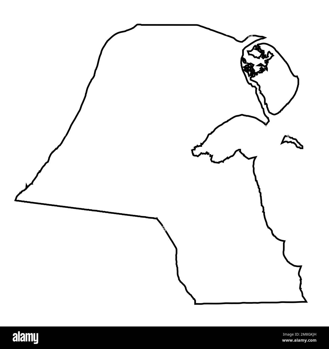 Umreißen Sie die Silhouettenkarte des Landes der Arabischen Liga Kuwait Stockfoto