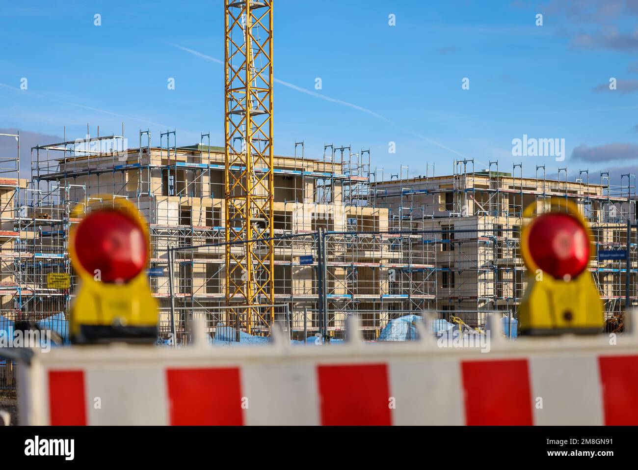 Bedburg, Nordrhein-Westfalen, Deutschland - Wohnungsbau, Neubau von Mehrfamilienwohngebäuden, Neubauprojekt, Stockfoto
